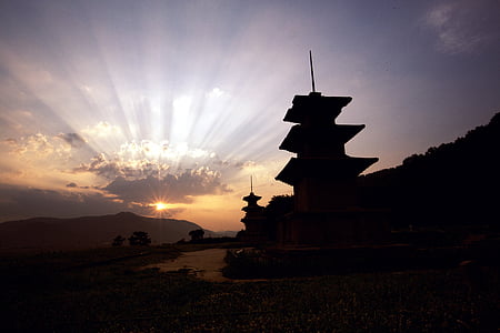 silhouette photo of pagoda thumbnail