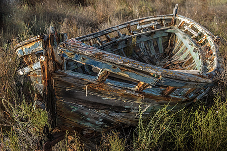 grey and brown boat on green grass thumbnail