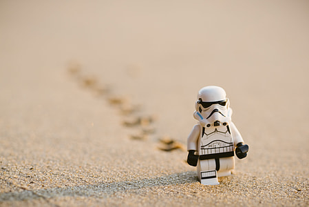 Star Wars Stormtrooper LEGO figurine on sand thumbnail