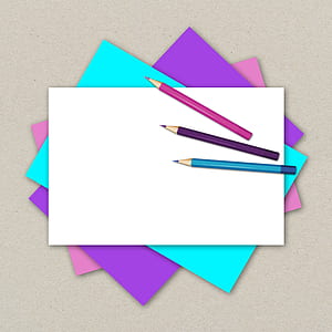photo of three assorted-colored pencils with printing paper thumbnail