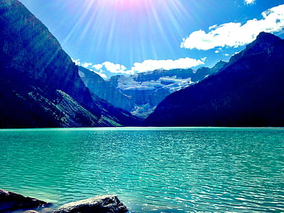 scenic water with mountains thumbnail