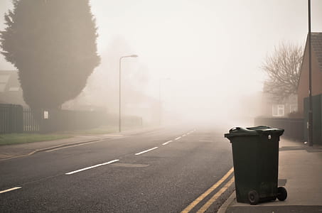 garbage bin beside road thumbnail