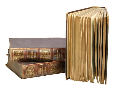 three brown hardbound books thumbnail