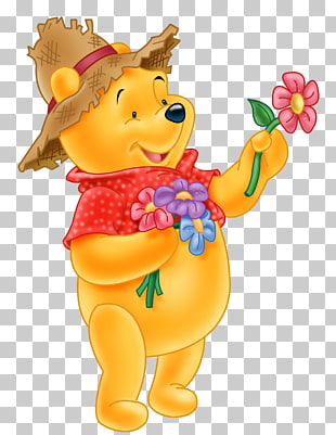 Winnie the Pooh Winnie-the-Pooh Piglet Tigger Rabbit, Winnie the Pooh , Winnie The Pooh holding flower PNG clipart
