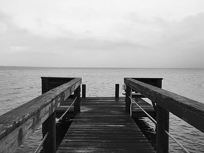 grayscale photography of boardwalk thumbnail