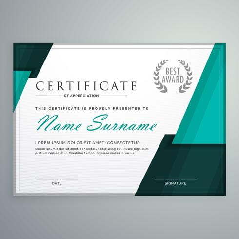 modern vector certificate template design with purple modern certificate of appreciation design