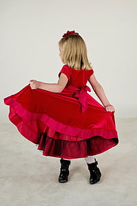 girl's red sleeveless gown thumbnail