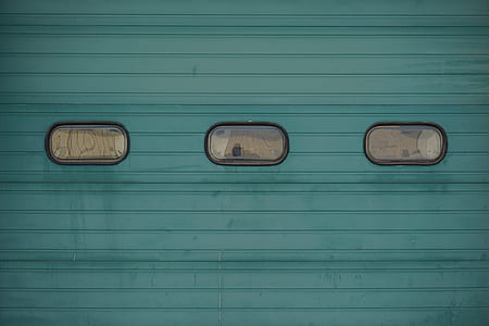 front view photo of green framed 3-glass-panel wall thumbnail