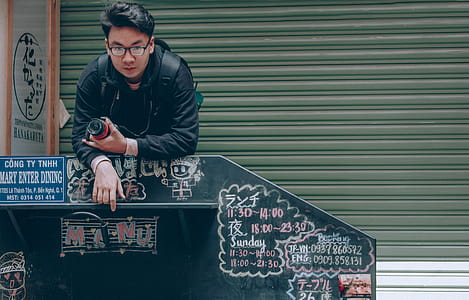 Man Wearing Black Jacket thumbnail
