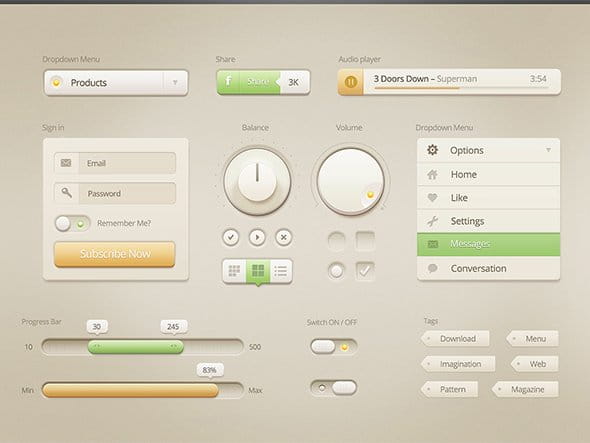 Vanilla Cream Web Kit psd file