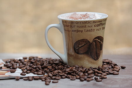 white and brown coffee mug thumbnail