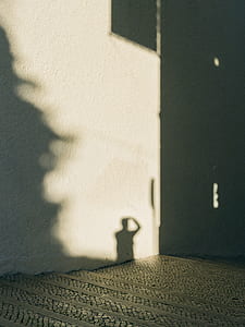 shadow of man reflected on white wall thumbnail