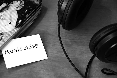 black-and-white, music, headphones, life thumbnail