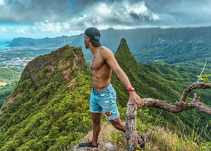 man in blue denim shorts thumbnail