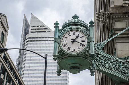 green metal analog clock at 1:20 thumbnail