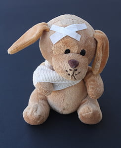 brown puppy with bandage plush toy thumbnail