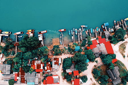 Aerial Shot of House Near Body of Water at Daytime thumbnail