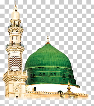 Al-Masjid an-Nabawi Green Dome Mosque , islamic, green and brown mosque PNG clipart