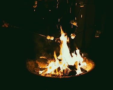 bonfire between people holding smores with stick thumbnail