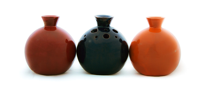 three glazed assorted-color jars thumbnail