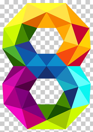 Number , Colourful Triangles Number Eight , multicolored illustration PNG clipart