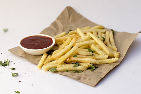 French fries with ketchup on plate thumbnail