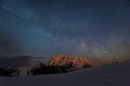 snowy mountain during nighttime thumbnail
