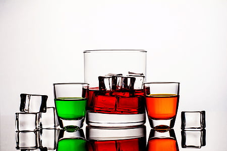 two shot glasses and one old-fashioned glass thumbnail