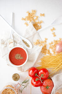 red tomatoes beside pastas thumbnail