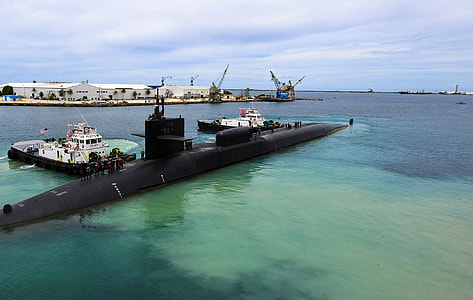 Submarines and ships at Guam Harbor thumbnail
