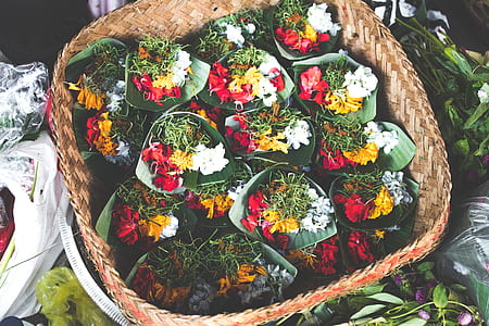 bunch of flowers on basket thumbnail