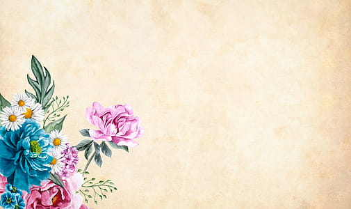 Colorful cluster of flowers in an otherwise open mottled background. thumbnail