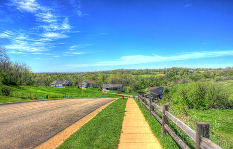 Road and landscape besides the trail on the Military Ridge State Trail thumbnail