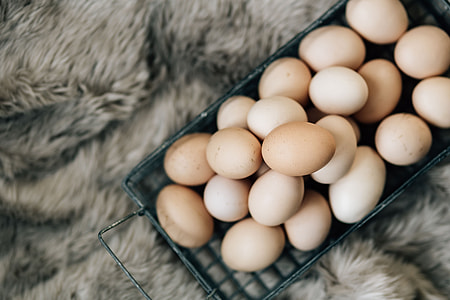 Wire mesh basket with fresh farm eggs thumbnail