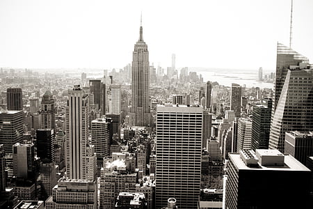 grayscale photo of high rise buildings thumbnail