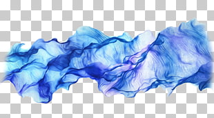 Scarf 4K resolution High-definition video , Blue water-color ink element, blue and white PNG clipart