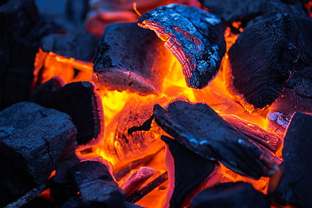 macro lens photography of charcoal burning thumbnail