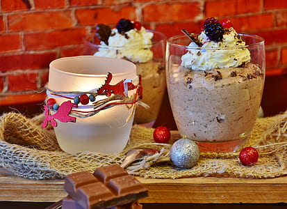 clear glass candle holder near chocolate coated ice cream thumbnail