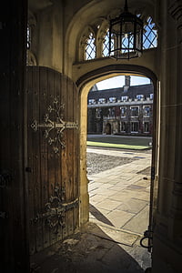 brown wooden door opened inside room thumbnail