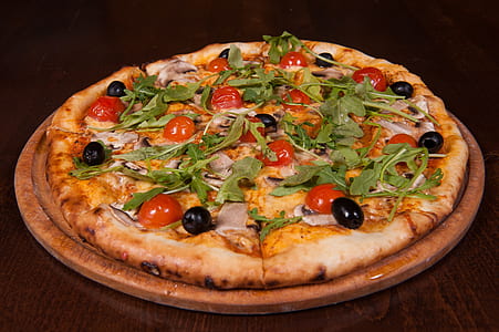pizza on brown tray thumbnail