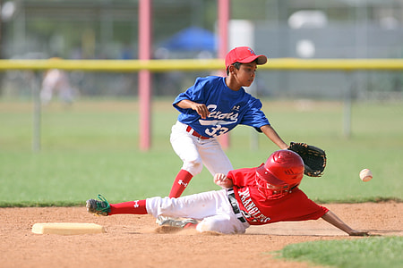 selective focus of boys playing baseball thumbnail