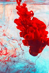 Red Ink On Yellow And Blue Photo thumbnail