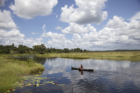 person riding on canoe on lake thumbnail