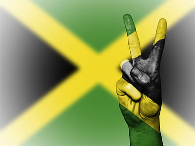right human hand painted with Jamaican flag thumbnail