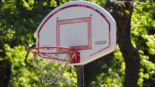 closeup photography of white and red basketball ring thumbnail