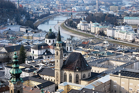 Cityscape of Salzburg, Austria with buildings, Architecture, and river thumbnail