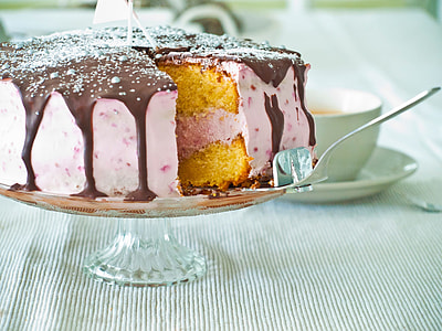 sliced cake serve on cake stand thumbnail