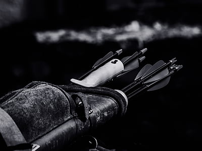 grayscale photo of arrows and quiver thumbnail