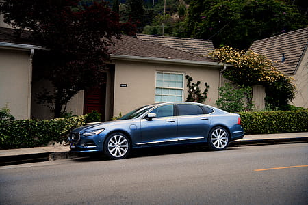 Photo of Blue Sedan Parked on the Side of the Road thumbnail
