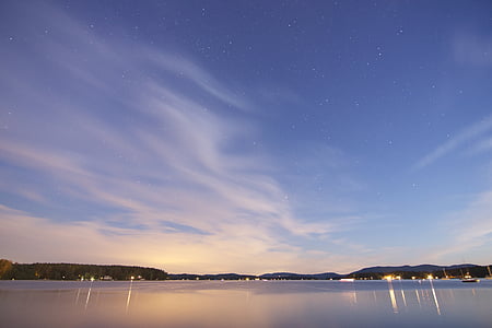 panoramic photography of city lights reflecting on body of waeter thumbnail